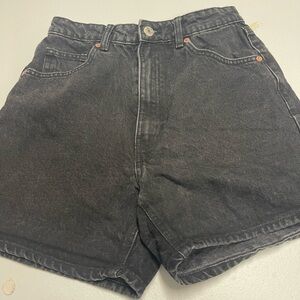 Zara High Waisted Black Denim Shorts Womens Size 29 Mom Fit